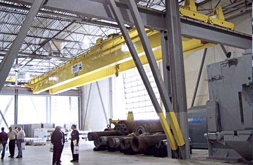Gaffey industries top running single girder overhead crane photo