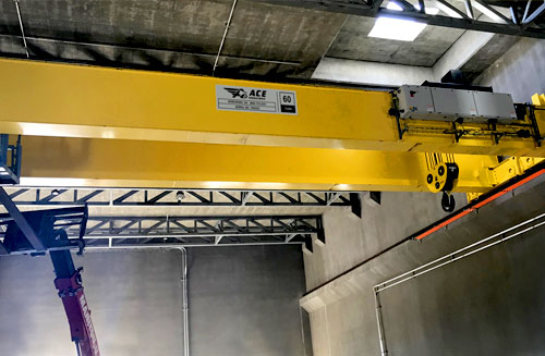 Gaffey industries top running single girder overhead crane photo